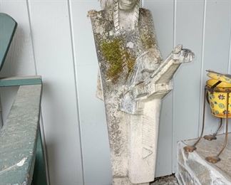 Native American Man and Child Cement Statue
