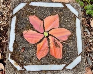 Mosaic Outdoor Paver with Floral Design