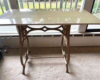 Cream and Gold Tone Dining Table