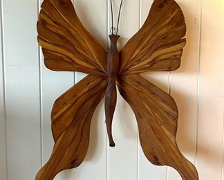 Wood Carved Butterfly Wall Hanging