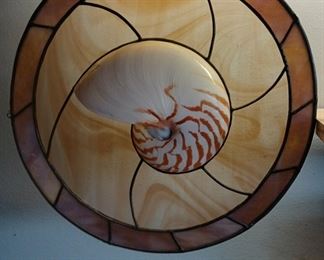 Round Hanging Sea Shell Themed Stained Glass