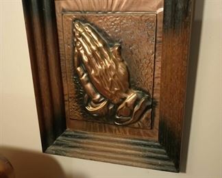 Copper Plaque Of Jesus Praying Hands