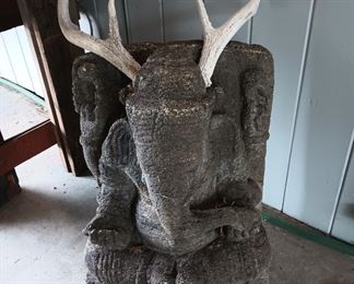 Lord Ganesha Hindu Elephant God Cement Statue
with Horns