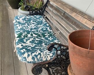 Outdoor Wooden and Wrought Iron Bench