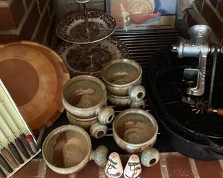 Mid Century Stoneware Pottery Soup Bowls