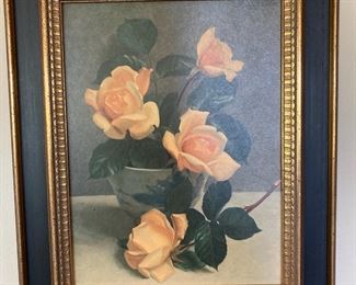 Vintage Framed Print of Roses