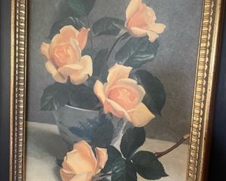 Vintage Framed Print of Roses
