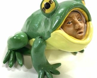 Vintage Clay Frog Man Figure
