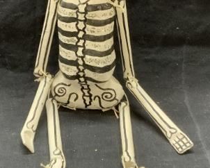 Papier Mache Skeleton Figural Mexico 15inL
