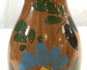 Hand Painted Ceramic Vase Vessel W Floral Detail

