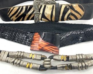 3 Vintage Print & Ornate Fashion Belts
