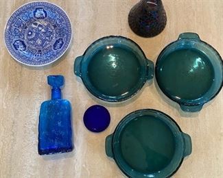Blenko Style Bottle, Spode Millennial Plate, Anchor Hocking, More