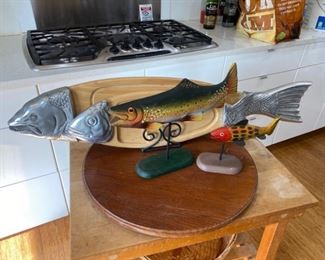 Chopping Block On Wheels, Salmon Serving Planks, Fish Decor