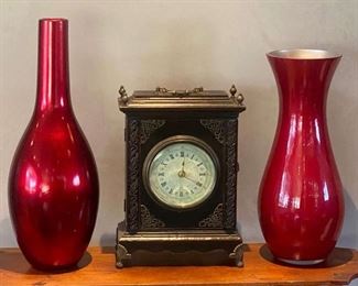 Mantle Repro Clock Crate  Barrel Vases