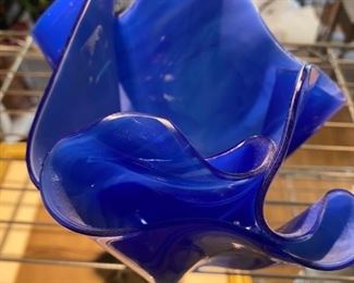 Signed Seeberger Blue Art Glass Vase