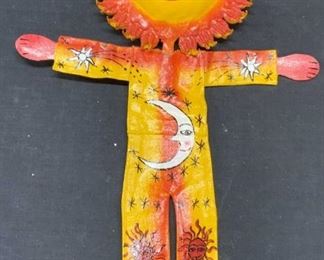 Handcrafted Folk Art Coconut Shell Sun Figural
