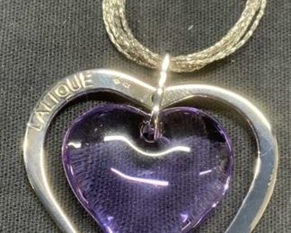 LALIQUE Sterling Silver Crystal Heart Necklace
