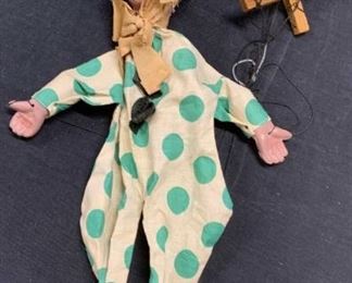 Vintage Wood Clown Marionette Puppet Mexico
