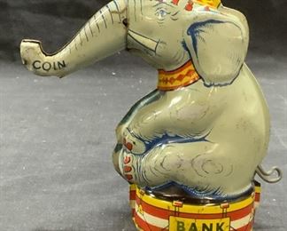 Vtg CHEIN Enameled Circus Elephant Coin Bank
