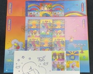 Group 5 Collectible PETER MAX Stamps & Envelopes
