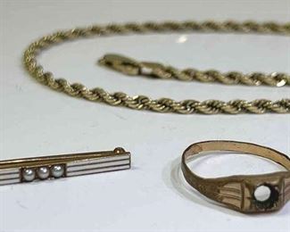 04 Gold Bracelet, 14k Gold Pin, 120 14k Gold Shell Ring