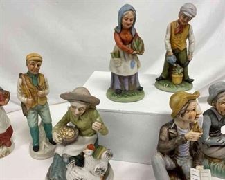 Bisque Statues Vintage 70s Art Depicting Turn Of Century Life
