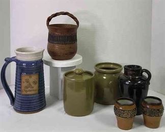 Browns, Greens And A Little Bit Of Blue...Assortment Of Pottery