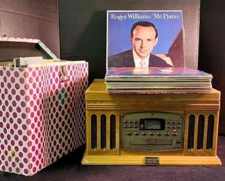 Crosley Collector Edition Record CD Player Powers On And Bundle Of Adult And Childrens Records