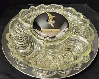Gorgeous Vintage 1961 Lazy Susan Serving Platter With 4 Side Dishes,  Center Dish With Lid