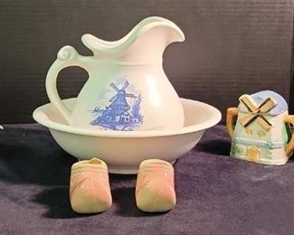 McCoy Pitcher And Basin, Ceramic Teapot And Creamer Made In Japan, and More