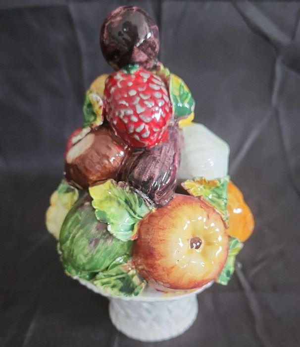 01 Vintage Italian Majolica Ceramic Fruit Topiary Italy