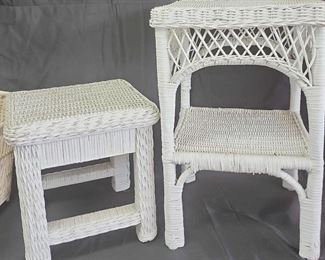 Small Wicker Tables with White Basket