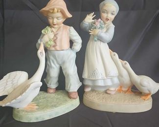 Vintage Holland Mold Boy Girl with Geese