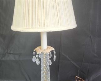 Vintage Tyndale Table Lamp with Hanging Crystals