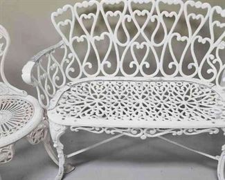 White Cast Iron Bench Chair