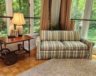 Loveseat and Wooden Teacart
