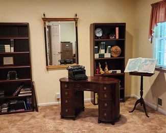 Vintage Kidney Shaped Desk and Stately Mirror