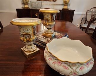 Pair of French (Locre) Porcelain Campana Forum Vases circa 1830