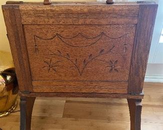 Antique oak magazine stand