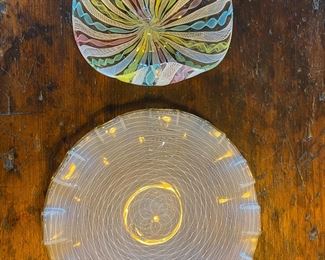 Lace glass bowl and plate - Stevens & Williams