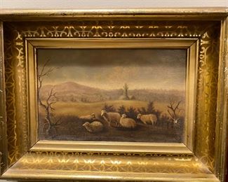 Antique pastoral oil painting