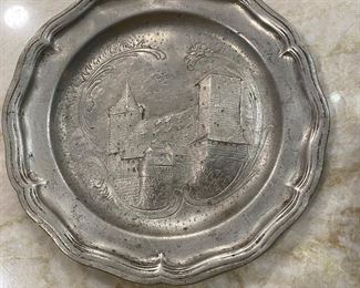Antique Swiss pewter charger