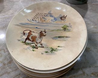 Possibly Limoges - very old nursery rhyme plates in various states of condition