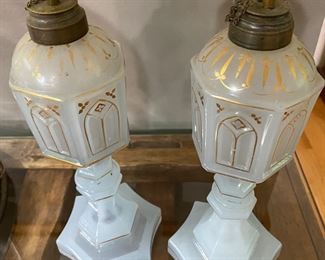 New England Glass Works
1847  pair of liquid burning lamps
