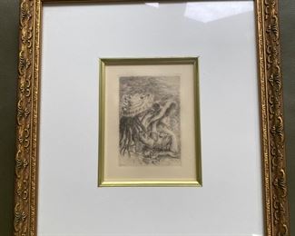 Renoir - “Girls with Hats”
Etching 
Good condition, Reprints of second state,  large edition 5”x 3” 