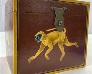 Hand Painted Wooden Keepsake Box Monkey Detail
