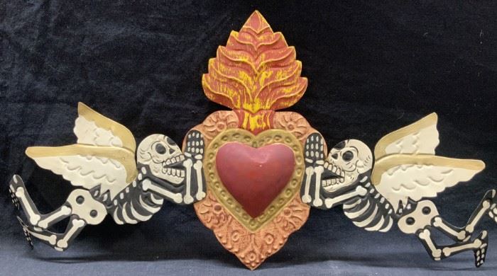 Sacred Heart & Skeletons Metal Wall Art
