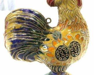 Vintage Enameled Rooster Figure Ornament
