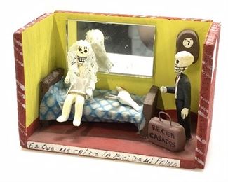 Hand Crafted Just Married Skeleton Shadow Box
