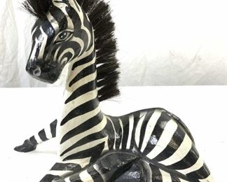 Hand Crafted Wooden Zebra Figure
